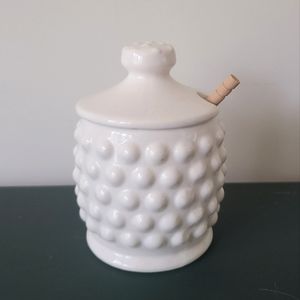 SOLD - Vintage ceramic hobnail honey jar